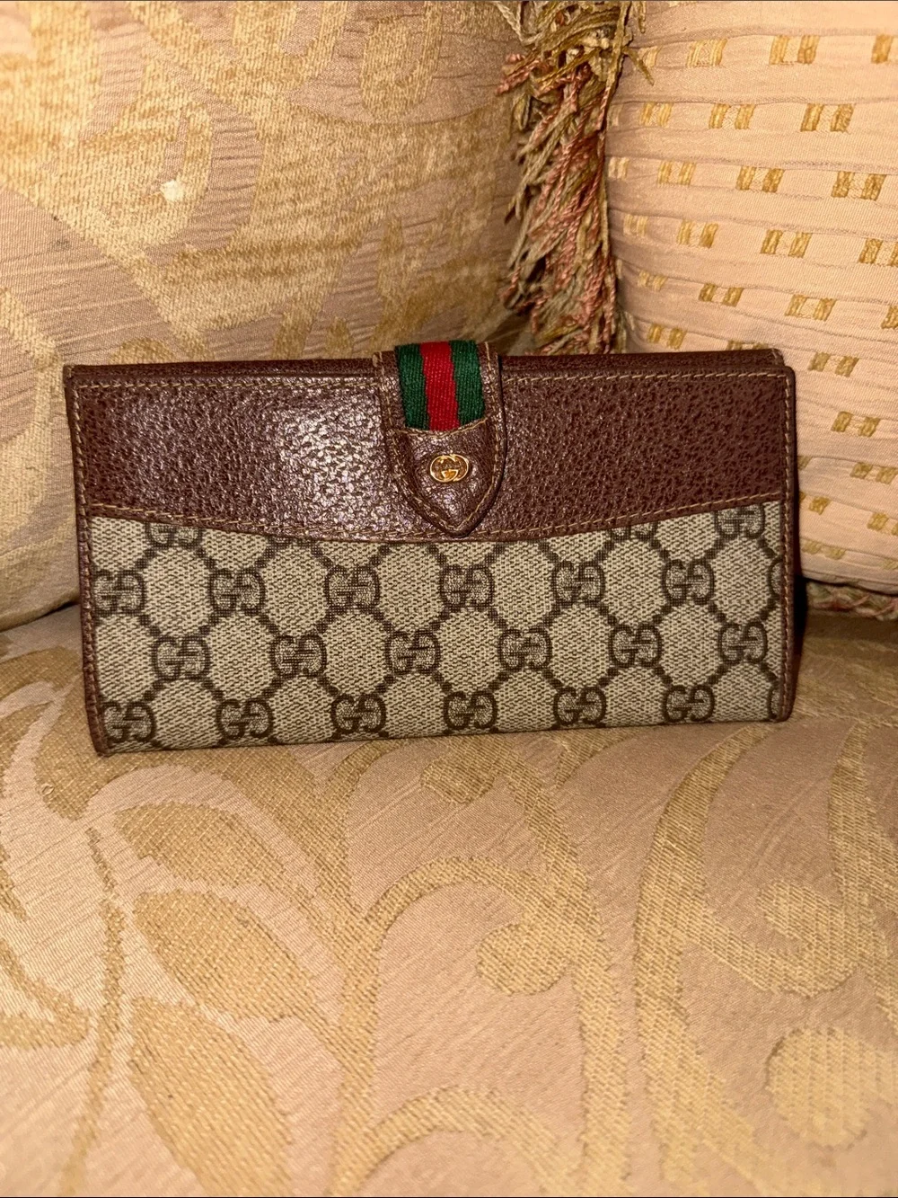 Vintage Gucci GG Plus Sherry Line Continental Wallet